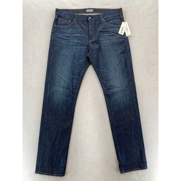 S.M.N Denim Jeans Mens 38x34 The Hunter Standard Slim‎ Dark Blue Denim USA NWT